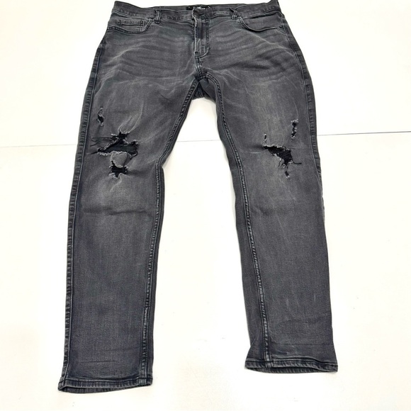 Hollister black faded distressed slim taper jean size 36 - Picture 1 of 10